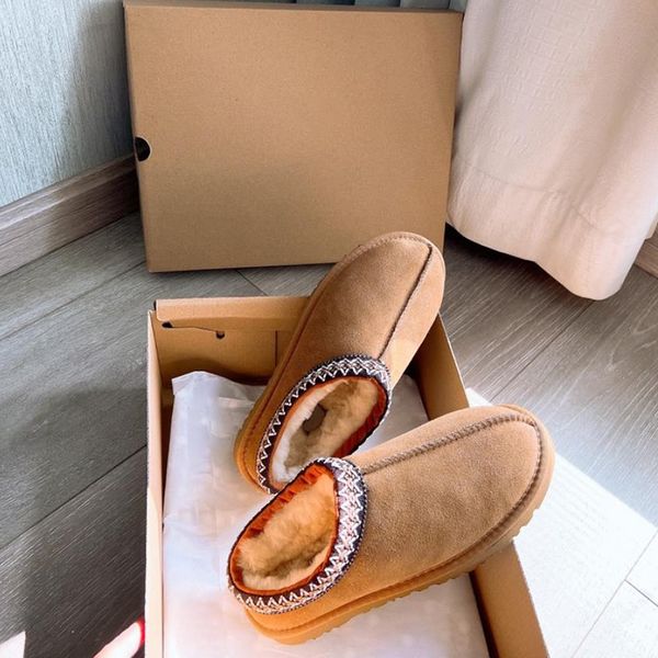 

luxury australia slippers shoes tasman shearling slipper chestnut low platform chestnut fashione women comfort fall slides winter fur warm w, Black