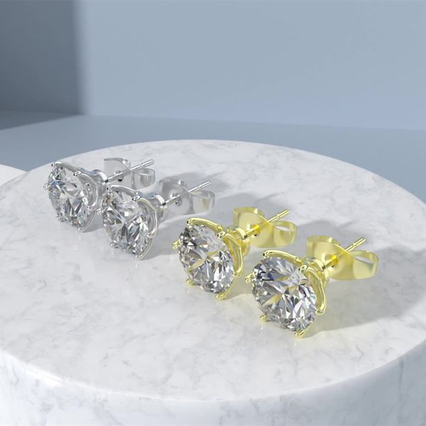 

0.1ct-2ct men women moissanite earrings new fashion gold plated s925 sterling silver earrings studs nice gift, Golden;silver
