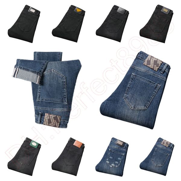 

new jeans chino pants pant men's trousers stretch autumn winter close-fitting jeans cotton slacks washed straight business casual q9523, Blue