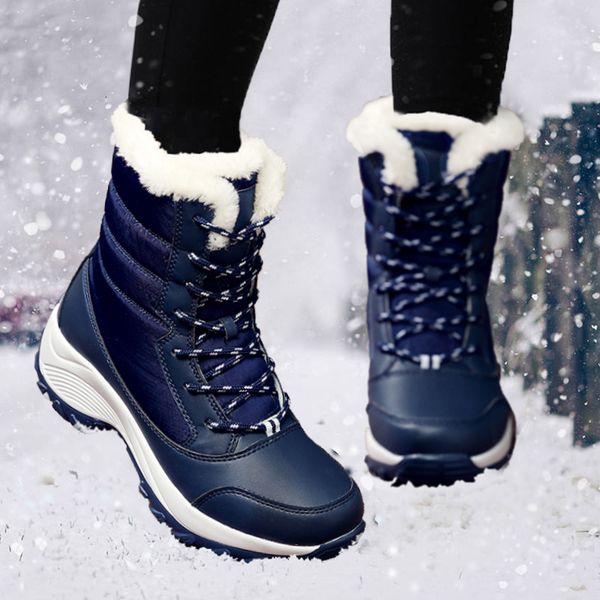 

boots women snow waterproof nonslip designer female ankle platform keep warm fur ladies winter shoes 221128, Black