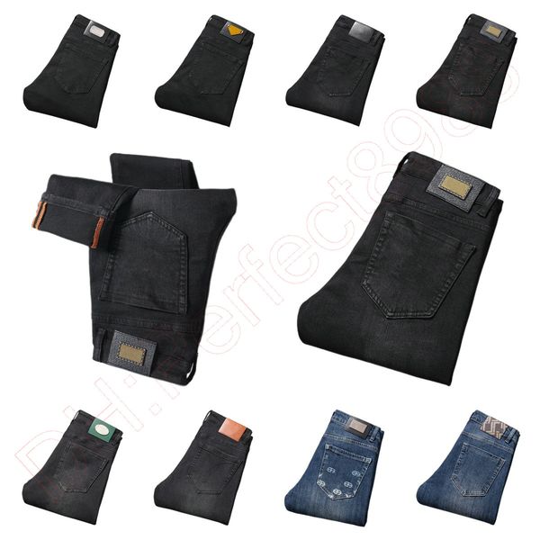

new jeans chino pants pant men's trousers stretch autumn winter close-fitting jeans cotton slacks washed straight business casual q9519, Blue