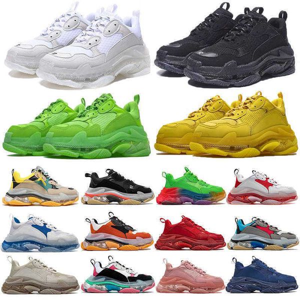 

fashion desinger paris 17fw triple s clear sole mens women casual shoes platform sneakers black white green rainbow luxury sports dad shoe