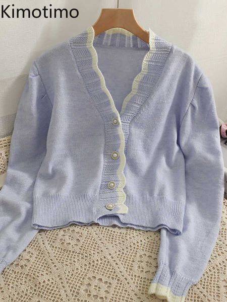 

women's sweaters kimotimo colorblock striped wavy edge knit cardigan women 2022 low neck long sleeve thin sweater korean chic casual fa, White;black