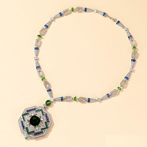 

pendant necklaces highend luxurious ball lady necklace party gathering circar noble superior quality colored artificial ston dhgarden dhef1, Silver