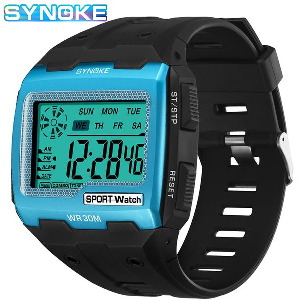 

wristwatches synoke mens digital watches big square dial alarm week resistant repeater chronograph multifunction sport watch 221129, Slivery;brown