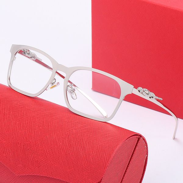 

fashion luxury designer sunglasses women eyeglasses frames temples with panther heads metal frameless rim rimless polygon frame sunglass sha, Black