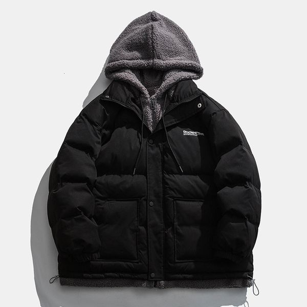 

mens down parkas legibel winter jacket men casual loose thicken warm solid stand collar coat man 221129, Black