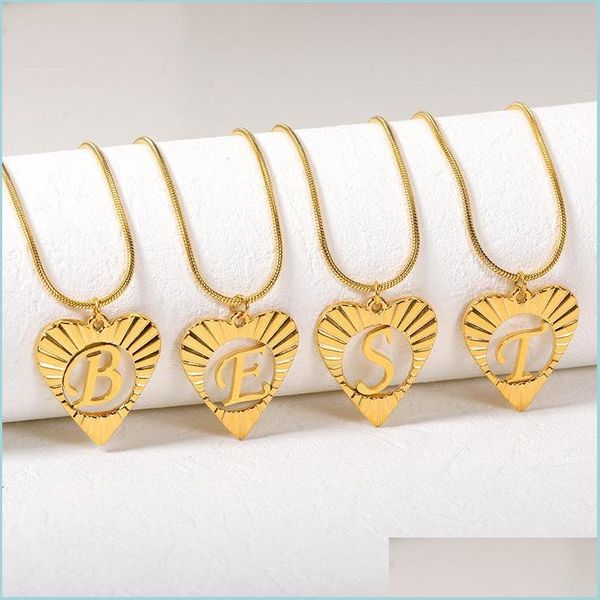 

pendant necklaces 30pcs/lot stainless steel gold sier color initial letter heart chain necklace for women fashion jewelry dr dhgarden dhmue, Silver