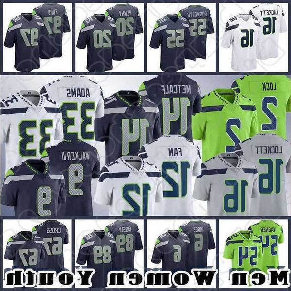 

football jersey seattle''seahawks''14 dk metcalf 16 tyler lockett 7 geno smith 6 quandre diggs 20 rashaad penny 5 jason, Black;red