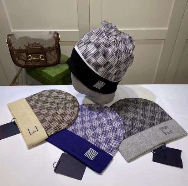 

designer brand men's new beanie hat women's autumn and winter fashion trend classic small fragrant knitted hat, Blue;gray