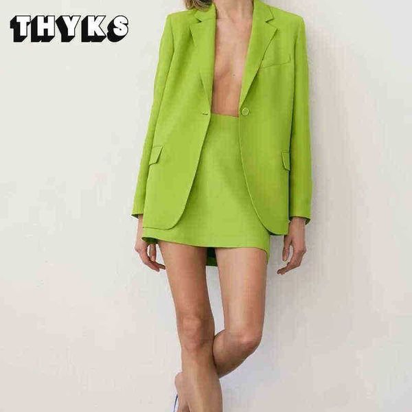 

women blazer and skirt set formal office ladies green skirt suit two piece sets elegant fashion workwear jacket summer jacket j220813, White;black