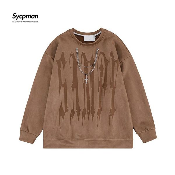 

men's hoodies sweatshirts brand american style autumn men and women oversize fake two casual printed couple sweaters 221129, Black