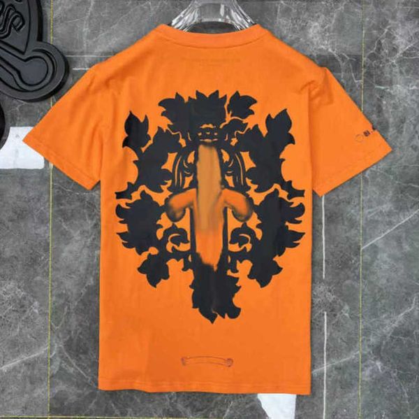 

luxury men's fashion t shirt brand tees men women sanskrit letter sweatshirts short sleeve horseshoe couple t-shirt classic cross tee, White;black