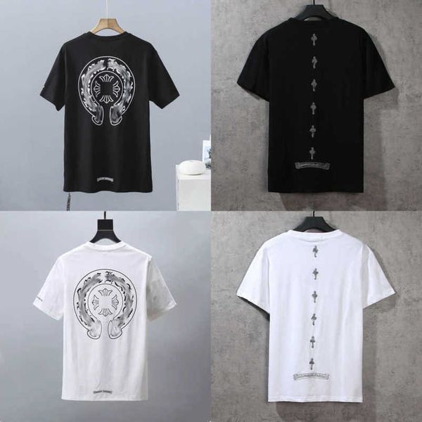 

luxury men's fashion t shirt brand couple tees t-shirts men women sweatshirts sanskrit letter short sleeve horseshoe tshirt polo cross, White;black