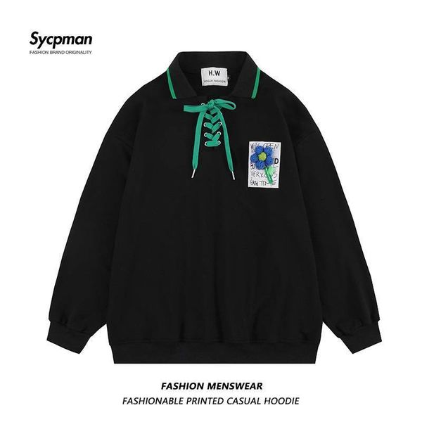 

men's hoodies sweatshirts fried street flower personalized design autumn men and women lovers oversize casual sweater 221129, Black