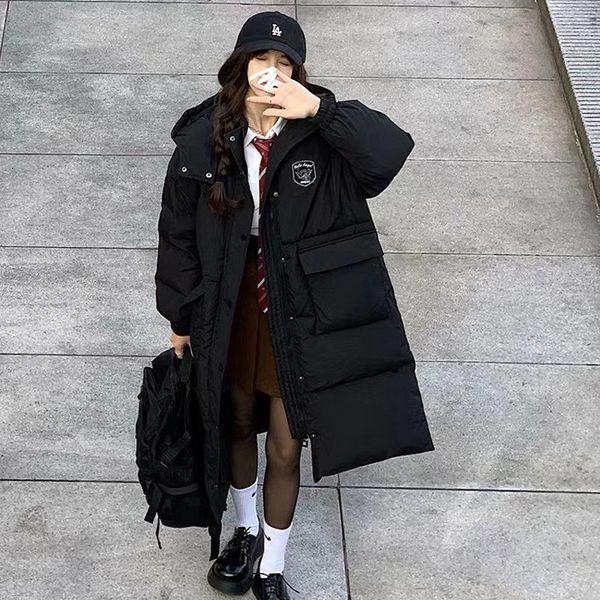 

women's down parkas cotton jacket winter warm fashion korean version of the long section 221129, Black