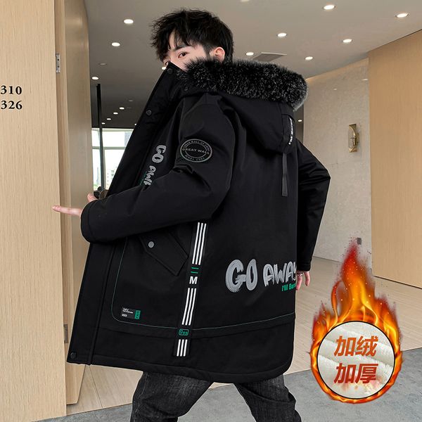 

mens jackets trench coat solid color hooded parka jacket winter korean version of slim coats casual long outerwear parkas 221130, Black;brown