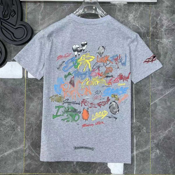 

luxury fashion women's t shirt ch brand tees men women sanskrit letter couple t-shirt sweatshirt horseshoe flower short sleeve polos c, White