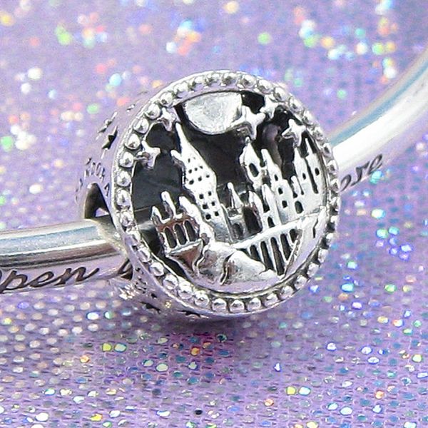 

925 sterling silver bead fits european pandora style jewelry charm bracelets-school character collection openwork building, Black