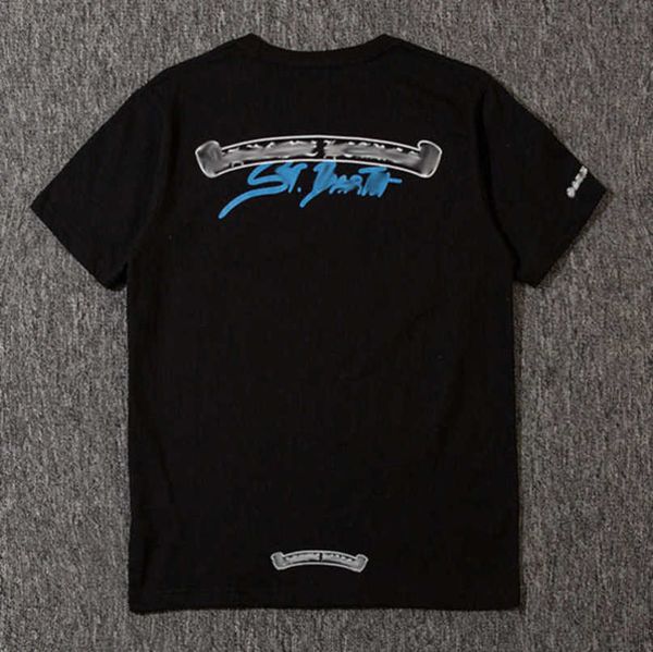 

luxury fashion men's t shirt brand tees men women sanskrit letter couple t-shirt sweatshirt horseshoe flower short sleeve polos cross, White;black