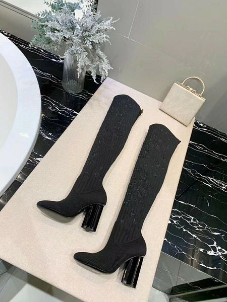 

designers women boots letter printing chunky heel shoes matte bright leather 0819, Black