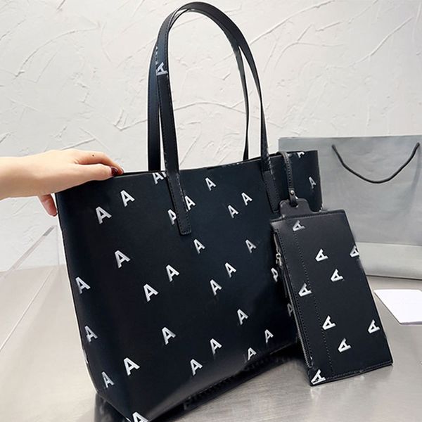 

tote beach bag shoulder bag women handbag purse genuine leather hasp hardware fashion letters plain large capacity lady handbags pocket with