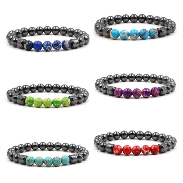 

8mm hematite imperial jasper beads bracelet bangles women men bracelets for women yoga jewelry, Black