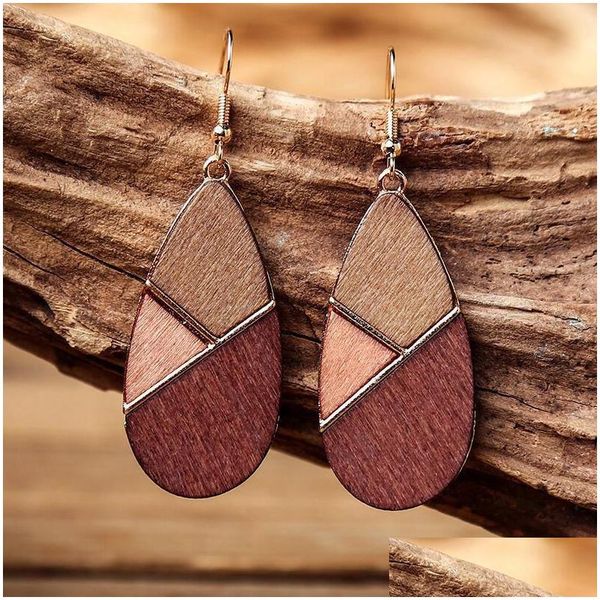 

dangle chandelier fashion jewelry vintage geometric wood splicing earrings drop delivery dhwn5, Silver