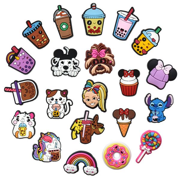 

anime charms wholesale milk tea series cartoon charms shoe accessories pvc decoration buckle soft rubber clog charms fast ship, Blue