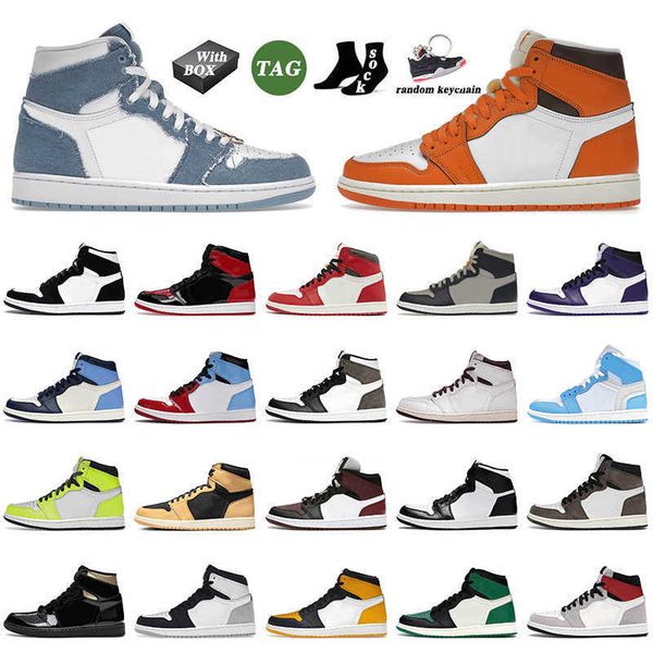 

jumpman 1 1s basketball shoes denim starfish high dark mocha twist heirloom university gold jorda sports sneakers tennis jordas