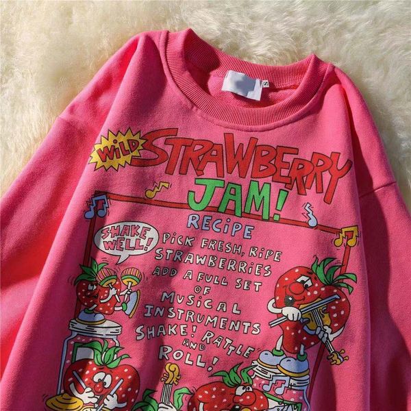 

women's hoodies sweatshirts kawaii rose red cartoon letter print sweatshirt vintage streetwear fashion o neck casual teens clothes got, Black