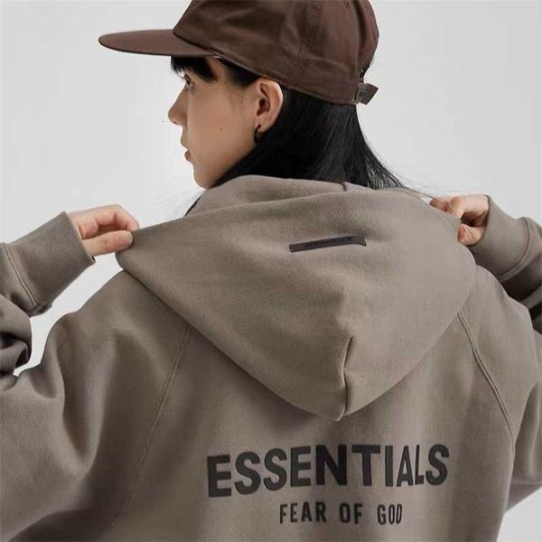 

hoodies hweatshirts fog letters on the back glue dripping hoodie plush american high street double thread essentials, Black