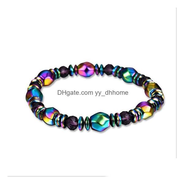 

charm bracelets magnetite stone colorf black gallstone beaded bracelets magnetic hematite health bracelet for women men jewelry drop dhoaj, Golden;silver