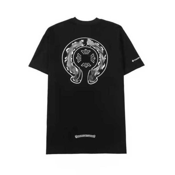 

fashion women's luxury t shirt ch brand tees men women sanskrit letter sweatshirts short sleeve horseshoe couple t-shirt classic cross, White