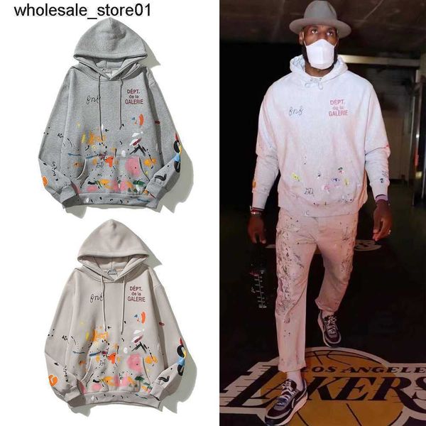 

men's hoodies designer sweatshirts winter new los galery dept graffiti speckle print embroidered sweater hoodie, Black