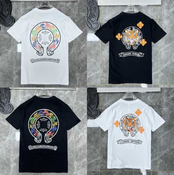 

fashion men's luxury t shirt ch brand tees men women sanskrit letter short sleeve horseshoe couple t-shirts designer polos tshirts cro, White;black