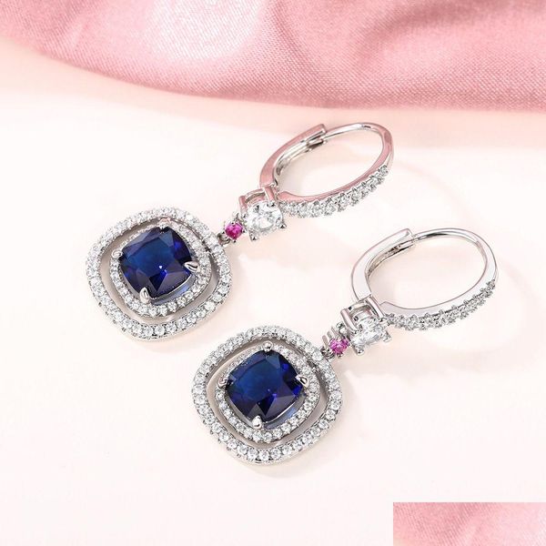 

dangle chandelier fashion jewelry dangle earrings for women light luxury geometric blue zircon drop delivery dhxht, Silver