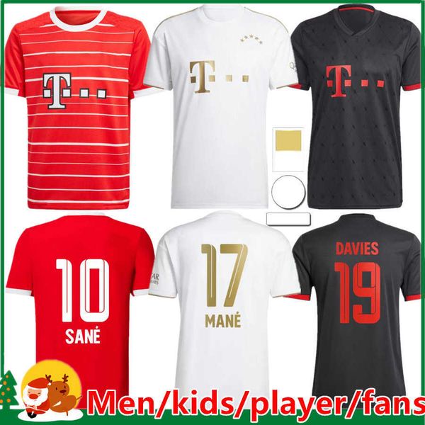 

22 23 bayerns munich soccer jerseys mane sane goretzka coman muller davies kimmich football shirts men kids kit 2022 2023 uniforms, Black;yellow