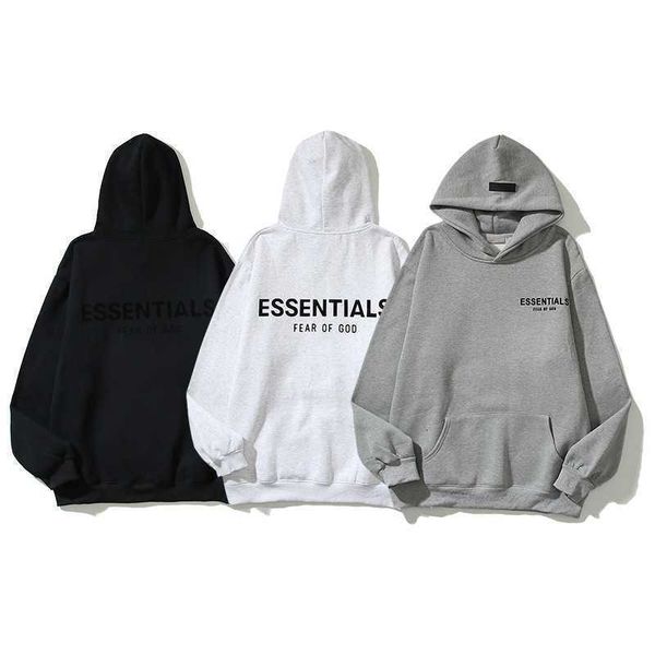 

hoodies hweatshirts fog double line essentials flocked letters high street hip hop casual hoodie, Black
