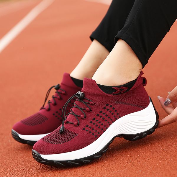 

dress shoes vip women flat platform woman sneakers breathable mesh tenis ladies sock zapatillas mujer 221129, Black