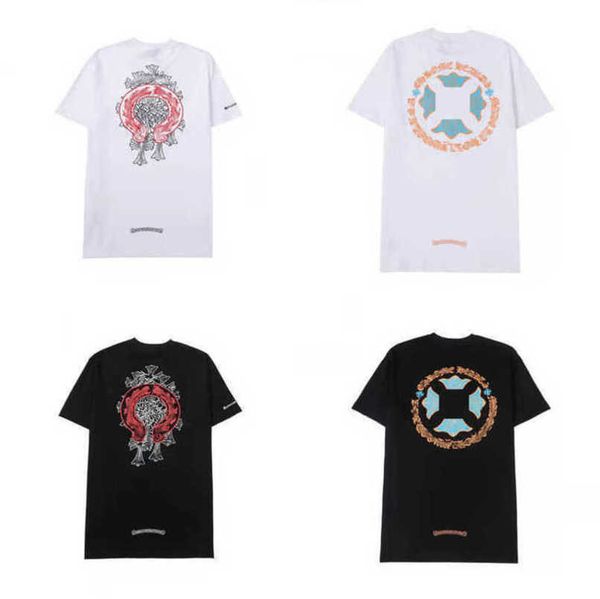 

men's luxury classic t shirt brand tees men women sanskrit letter short sleeve horseshoe couple t-shirts designer polos tshirts cross, White;black