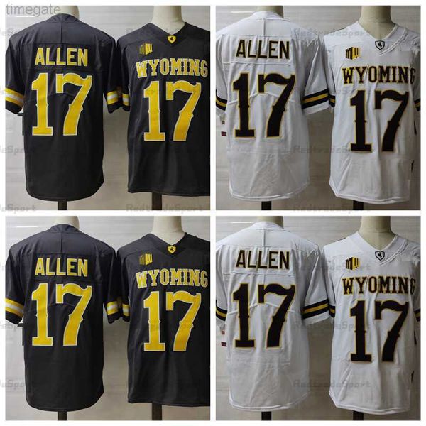 

american college football wear ncaa wyoming 17 josh allen football jerseys mens brown white stitched shirts, Black