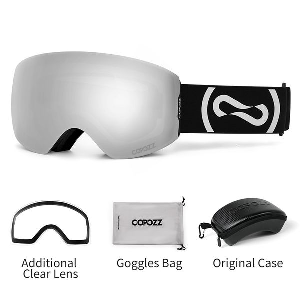 

ski goggles copozz magnetic winter uv400 protection antifog glasses male female clear lens case kit set snowboard eyewear 221130