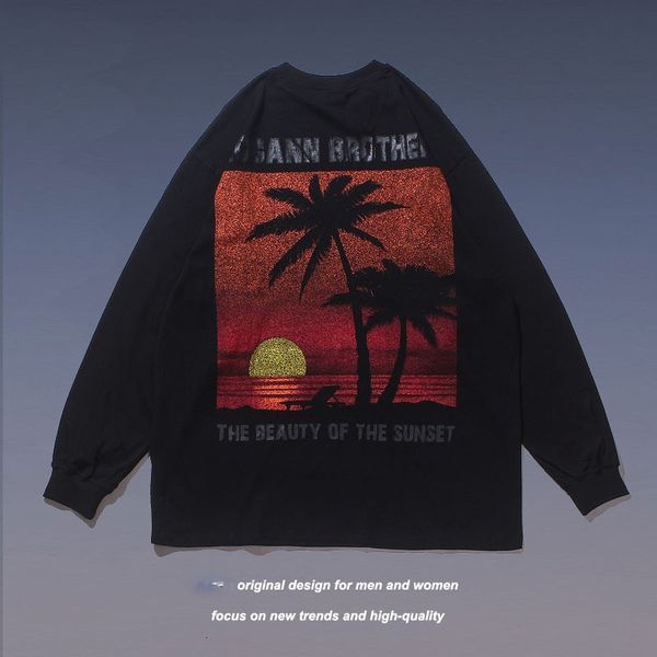 

men's hoodies sweatshirts harajuku oversized sweatshirt landscape print hip hop dark trend loose o neck and women's autumn 221129, Black