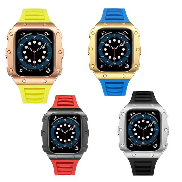 

smart straps metal alloy case cover silicone band diy ap watches modification kit fit iwatch 8 7 6 5 4 se strap for apple watch series 8 7 4