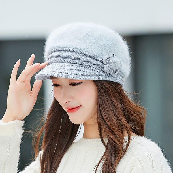 

beanieskull caps women rabbit fur knitted hats casual solid color autumn girls winter hat female bonnet boina feminino 221129, Blue;gray