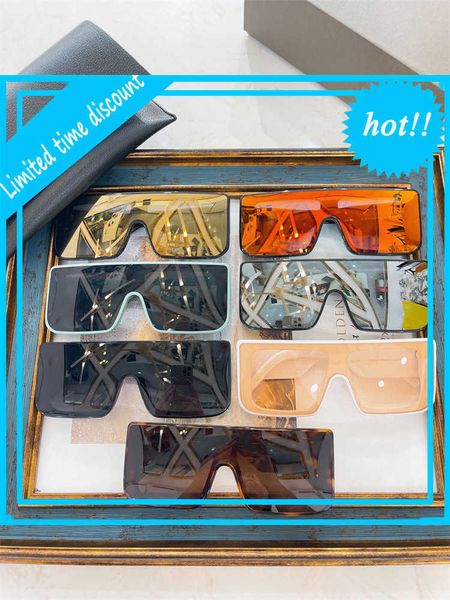 

luxury designer sunglasses new rick or owens box one-piece goggl in 2023 large frame sunglass for men and women, White;black
