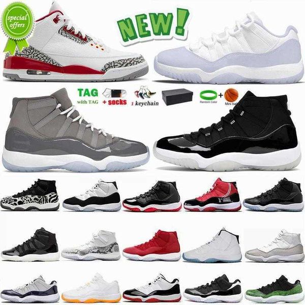 

2022 11 basketball shoes 3 cardinal red 11s cool grey high low og sneakers space jam georgetown legend blue 25th pure violet bred men women, Black