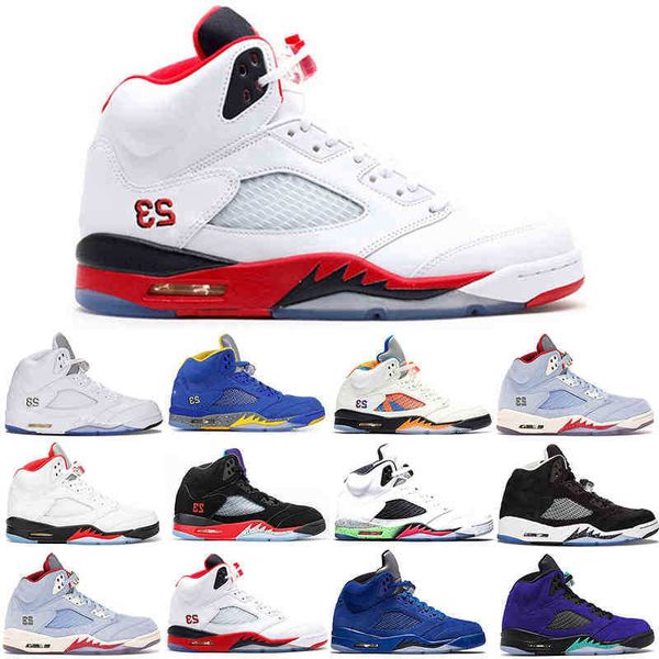 

boots men 2021 ing basketball shoes 5 5s alternate grape blue suede fire red international flight laney royal metallic silver oreo space jam, Black