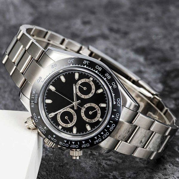 

watches japan vk chronograph movement watch full stainless steel sapphire glass 5atm waterproof super luminous 41mm montre de luxe, Silver